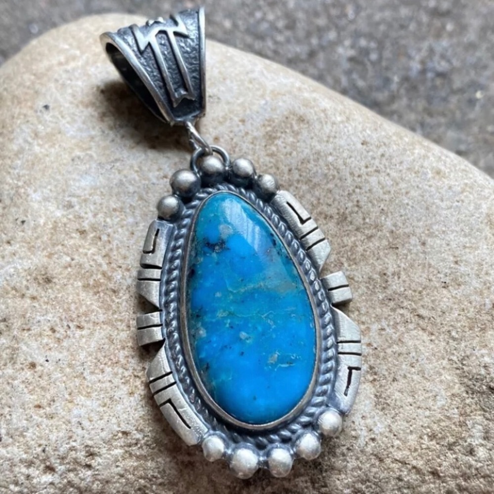 Nativeamerican Sterlingsilver Turquoisependant.P S - image 8